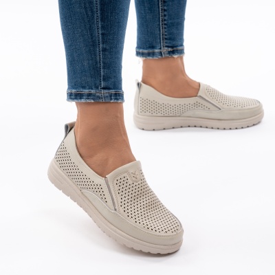 Pantofi Casual Piele Naturala Bej 1260-10