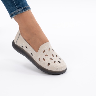 Pantofi Casual Piele Naturala Bej 2070