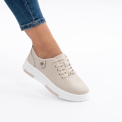 Pantofi Casual Piele Naturala Bej AN2308