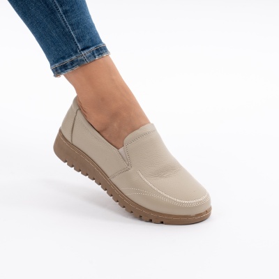 Pantofi Casual Piele Naturala Bej AN558