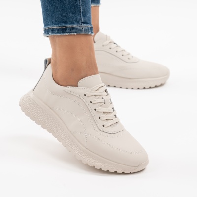 Pantofi Casual Piele Naturala Bej F001-977