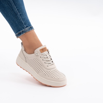 Pantofi Casual Piele Naturala Bej QL1067