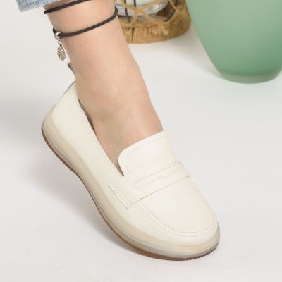 Pantofi Casual Piele Naturala Bej SF