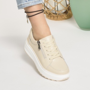 Pantofi Casual Piele Naturala Bej T3092