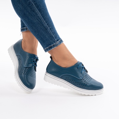 Pantofi Casual Piele Naturala Blue 1235