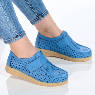 Pantofi Casual Piele Naturala Blue 55-266