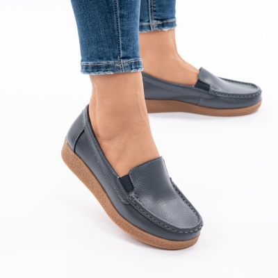 Pantofi Casual Piele Naturala Gri 1121-2
