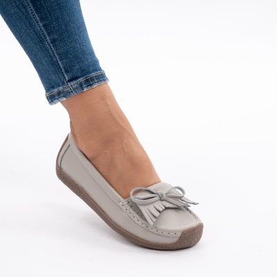 Pantofi Casual Piele Naturala Gri 581