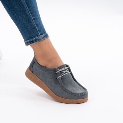 Pantofi Casual Piele Naturala Gri 8517-1