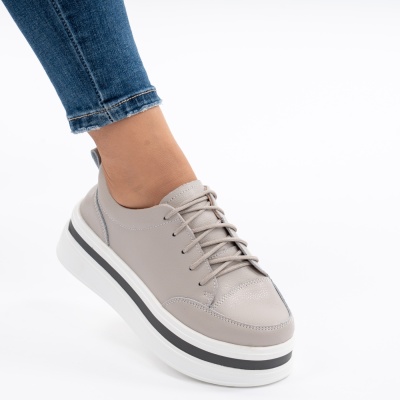 Pantofi Casual Piele Naturala Gri 9881