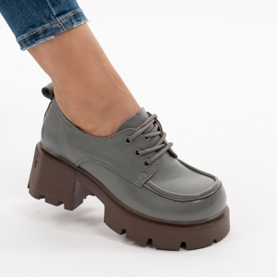 Pantofi Casual Piele Naturala Gri AN50318