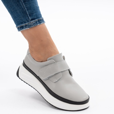 Pantofi Casual Piele Naturala Gri T6086
