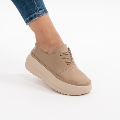 Pantofi Casual Piele Naturala Kahki T6055