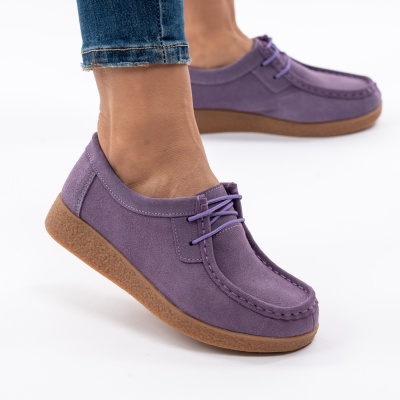 Pantofi Casual Piele Naturala Mov 8517-1