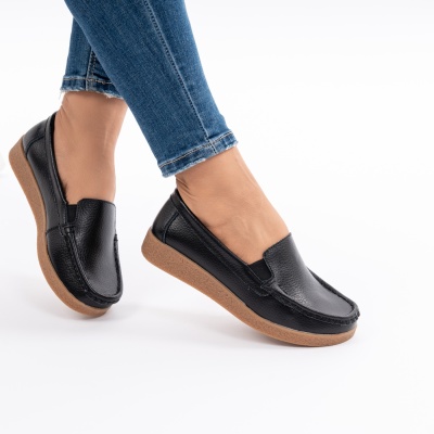 Pantofi Casual Piele Naturala Negri 1121-2
