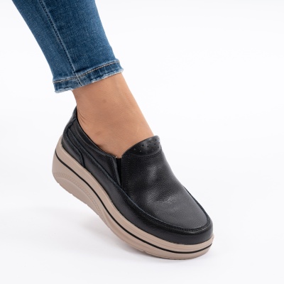 Pantofi Casual Piele Naturala Negri 1152