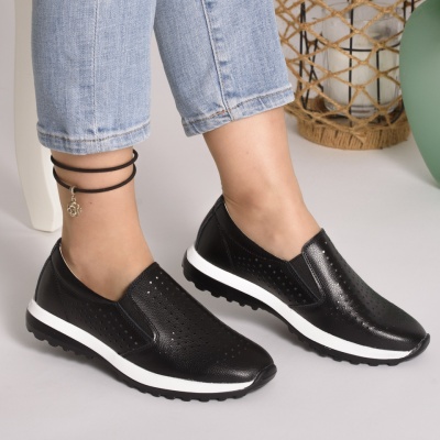 Pantofi Casual Piele Naturala Negri 689