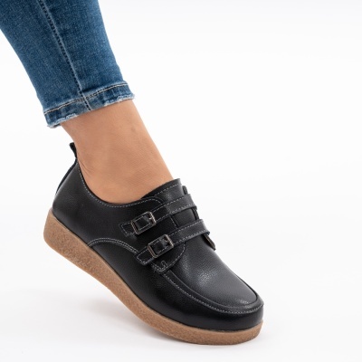 Pantofi Casual Piele Naturala Negri 8512