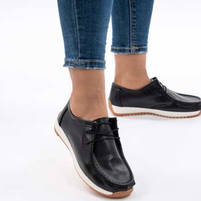 Pantofi Casual Piele Naturala Negri AN8517-5