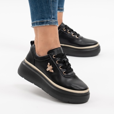 Pantofi Casual Piele Naturala Negri F002-353