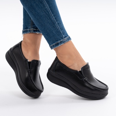 Pantofi Casual Piele Naturala Negri PL-53