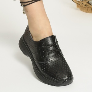 Pantofi Casual Piele Naturala Negri T9016