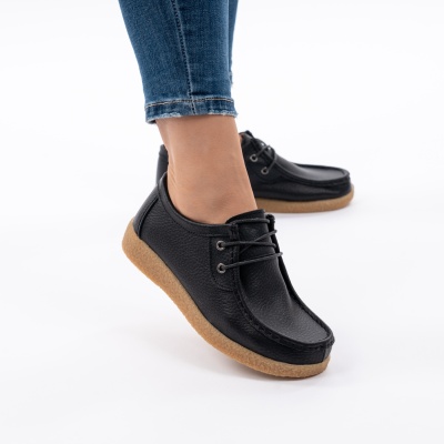 Pantofi Casual Piele Naturala Negri WK 212