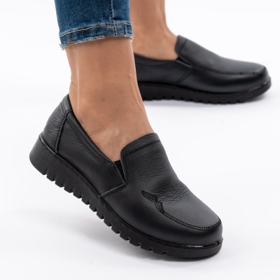 Pantofi Casual Piele Naturala Negru AN559
