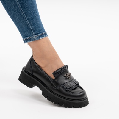Pantofi Casual Piele Naturala Negru AN632