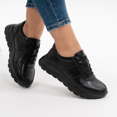Pantofi Casual Piele Naturala Negru F001-972