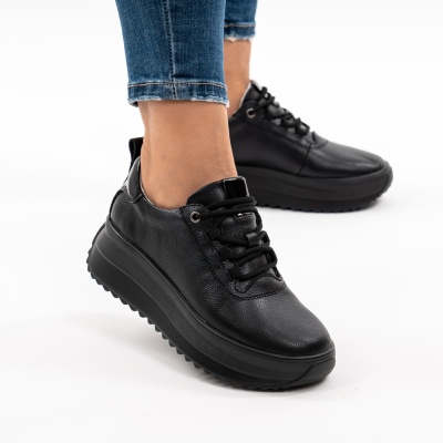 Pantofi Casual Piele Naturala Negru F002-290