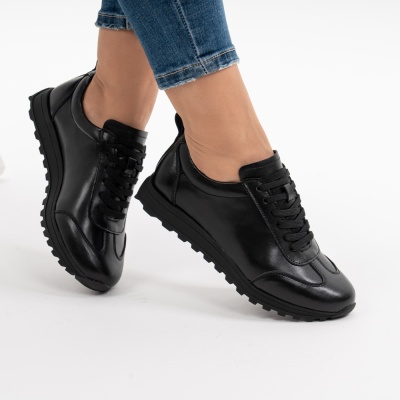 Pantofi Casual Piele Naturala Negru F002-642