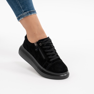 Pantofi Casual Piele Naturala Negru Sued F002-651