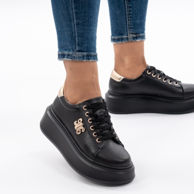 Pantofi Casual Piele Naturala Negru T-8808