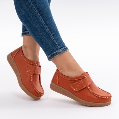 Pantofi Casual Piele Naturala Orange WK 213C
