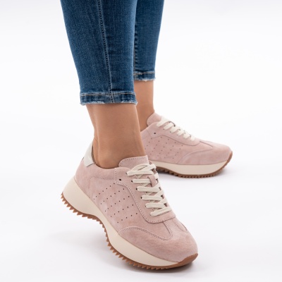 Pantofi Casual Piele Naturala Pink AN2598
