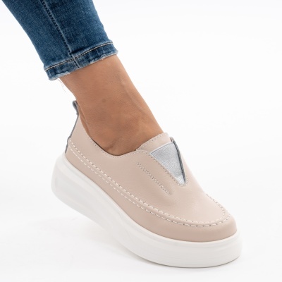 Pantofi Casual Piele Naturala Pink T6060