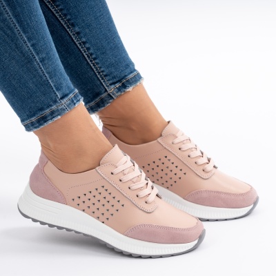 Pantofi Casual Piele Naturala Roz AN521