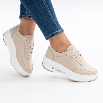 Pantofi Casual Piele Naturala T-7100 Bej