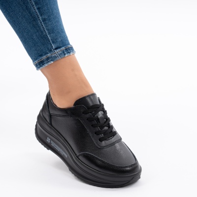 Pantofi Casual Piele Naturala T-7100 Black