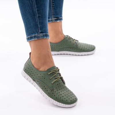 Pantofi Casual Piele Naturala Verde 605