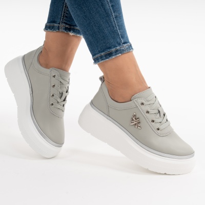 Pantofi Casual Piele Naturala Verde  F002-353