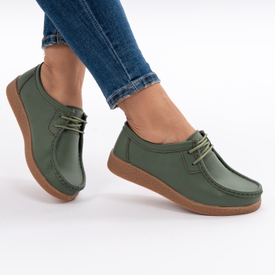 Pantofi Casual Piele Naturala Verde WK 212