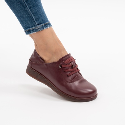 Pantofi Casual Piele Naturala Visiniu 1901
