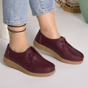Pantofi Casual Piele Naturala WK 212C Visiniu