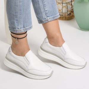 Pantofi Dama Piele Naturala Alb F001-681