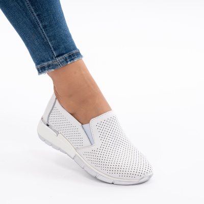 Pantofi Dama Piele Naturala Albi 6212