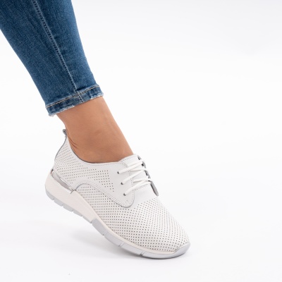 Pantofi Dama Piele Naturala Albi 6213