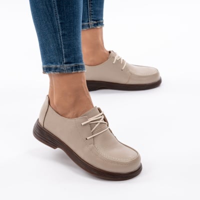 Pantofi Dama Piele Naturala Bej 8055