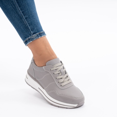 Pantofi Dama Piele Naturala Gri F001-768